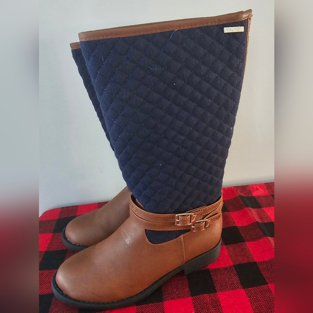 NEW NAUTICA Jemima Riding Quilt Top Girls Back Zip Boots